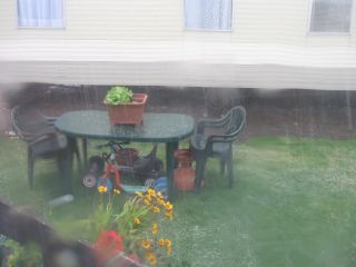 Heavy rain and pounding hail.