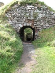Double narrow entrances along the path.