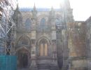 The exterior of Rosslyn Chapel was undergoing extensive restoration and repair.