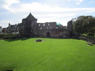 The castle well is now in the middle of the green.